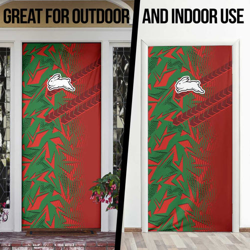 South Sydney Rabbitohs Rugby Door Cover Fierce Mascot Geometric Tribal Art