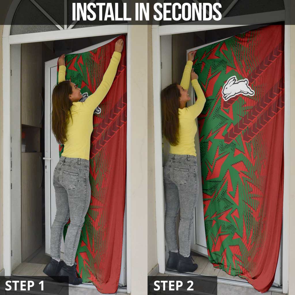 South Sydney Rabbitohs Rugby Door Cover Fierce Mascot Geometric Tribal Art