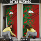 South Sydney Rabbitohs Rugby Door Cover Fierce Mascot Geometric Tribal Art