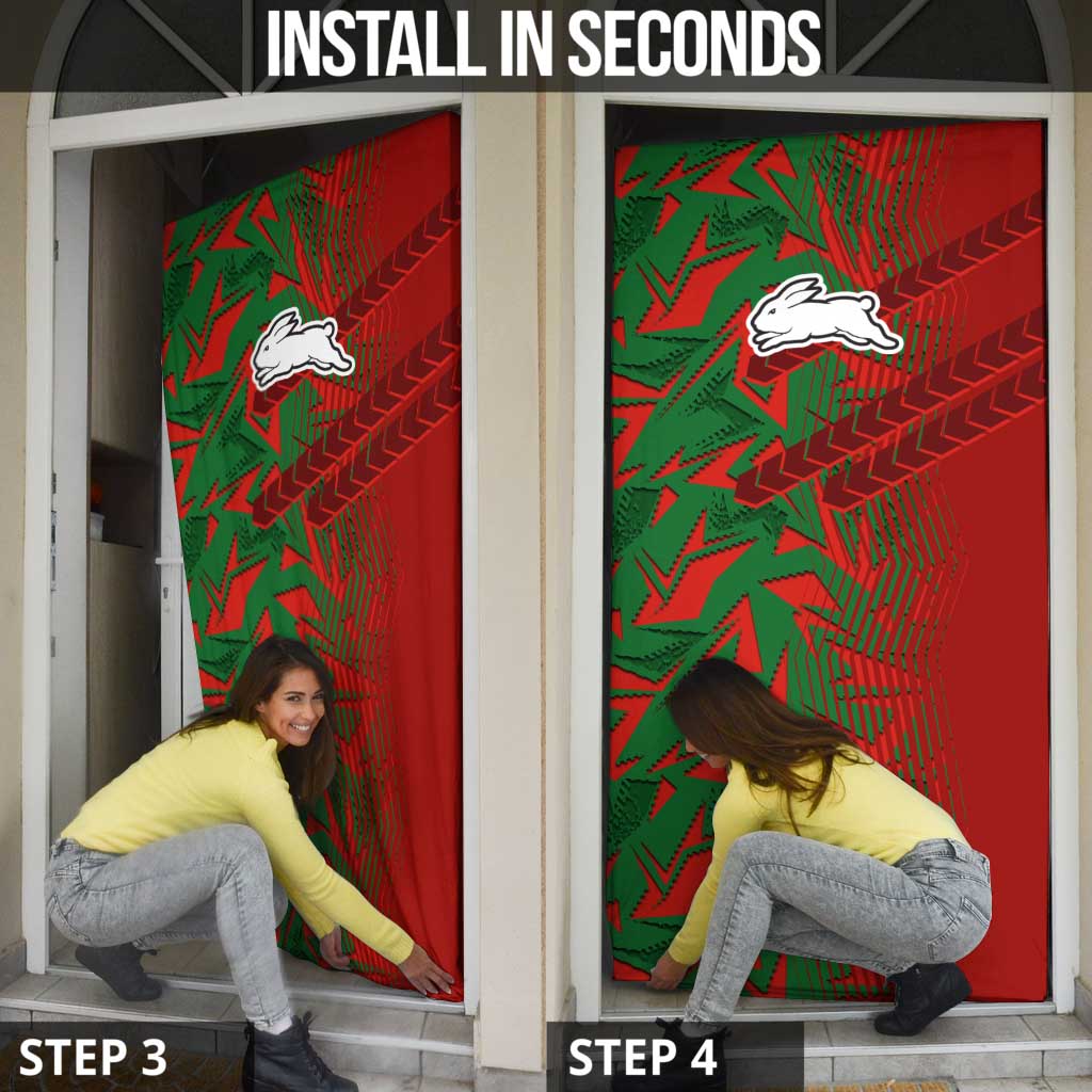 South Sydney Rabbitohs Rugby Door Cover Fierce Mascot Geometric Tribal Art
