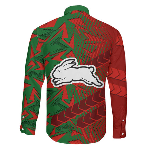 South Sydney Rabbitohs Rugby Family Matching Long Sleeve Bodycon Dress and Hawaiian Shirt Fierce Mascot Geometric Tribal Art