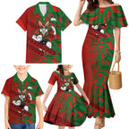 South Sydney Rabbitohs Rugby Family Matching Mermaid Dress and Hawaiian Shirt Fierce Mascot Geometric Tribal Art