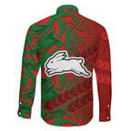 South Sydney Rabbitohs Rugby Family Matching Mermaid Dress and Hawaiian Shirt Fierce Mascot Geometric Tribal Art