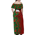 South Sydney Rabbitohs Rugby Family Matching Off Shoulder Maxi Dress and Hawaiian Shirt Fierce Mascot Geometric Tribal Art