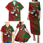 South Sydney Rabbitohs Rugby Family Matching Puletasi and Hawaiian Shirt Fierce Mascot Geometric Tribal Art