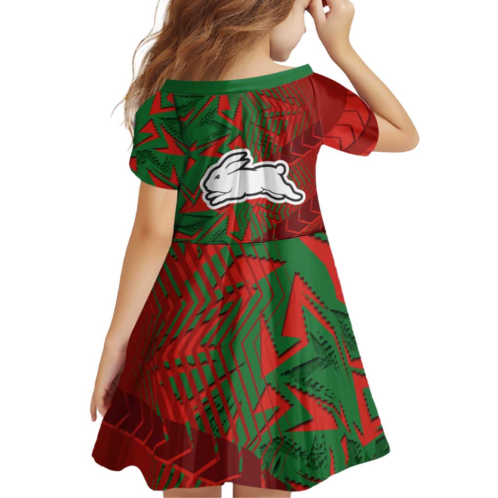 South Sydney Rabbitohs Rugby Family Matching Puletasi and Hawaiian Shirt Fierce Mascot Geometric Tribal Art