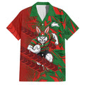 South Sydney Rabbitohs Rugby Family Matching Puletasi and Hawaiian Shirt Fierce Mascot Geometric Tribal Art