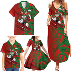 South Sydney Rabbitohs Rugby Family Matching Summer Maxi Dress and Hawaiian Shirt Fierce Mascot Geometric Tribal Art