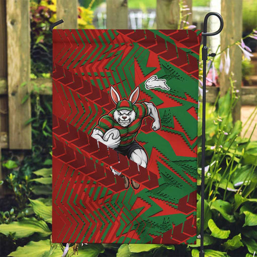 South Sydney Rabbitohs Rugby Garden Flag Fierce Mascot Geometric Tribal Art