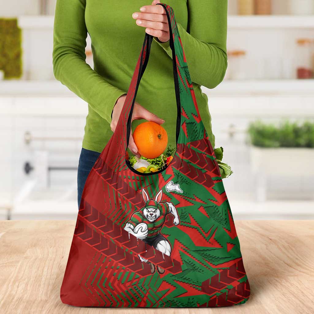 South Sydney Rabbitohs Rugby Grocery Bag Fierce Mascot Geometric Tribal Art