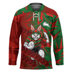 South Sydney Rabbitohs Rugby Hockey Jersey Fierce Mascot Geometric Tribal Art