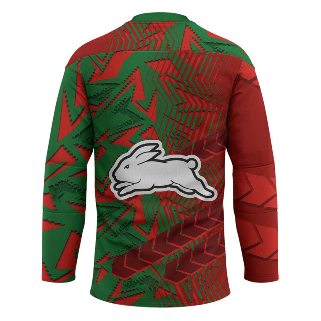 South Sydney Rabbitohs Rugby Hockey Jersey Fierce Mascot Geometric Tribal Art