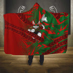 South Sydney Rabbitohs Rugby Hooded Blanket Fierce Mascot Geometric Tribal Art