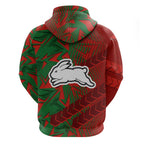 South Sydney Rabbitohs Rugby Hoodie Fierce Mascot Geometric Tribal Art