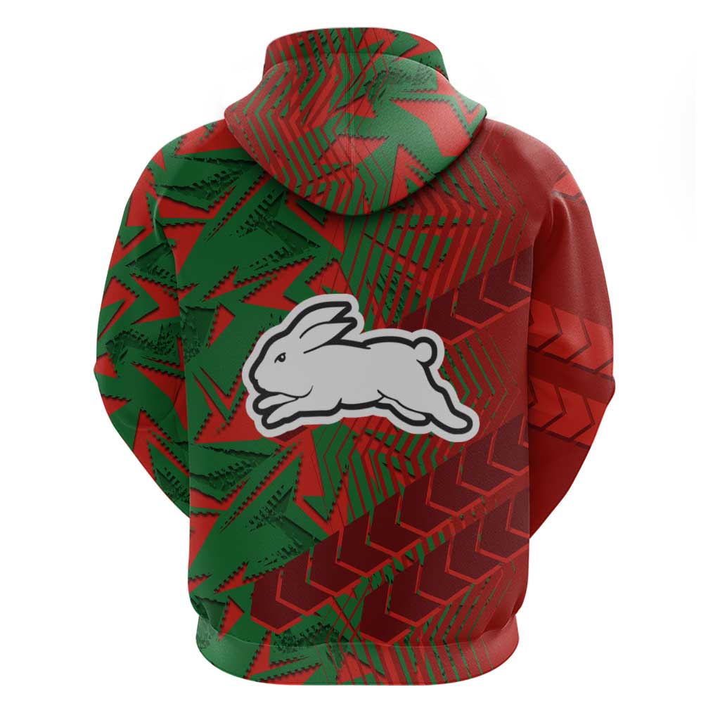 South Sydney Rabbitohs Rugby Hoodie Fierce Mascot Geometric Tribal Art