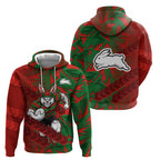South Sydney Rabbitohs Rugby Hoodie Fierce Mascot Geometric Tribal Art