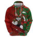 South Sydney Rabbitohs Rugby Hoodie Fierce Mascot Geometric Tribal Art