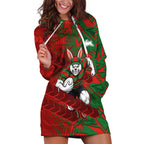 South Sydney Rabbitohs Rugby Hoodie Dress Fierce Mascot Geometric Tribal Art