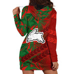 South Sydney Rabbitohs Rugby Hoodie Dress Fierce Mascot Geometric Tribal Art