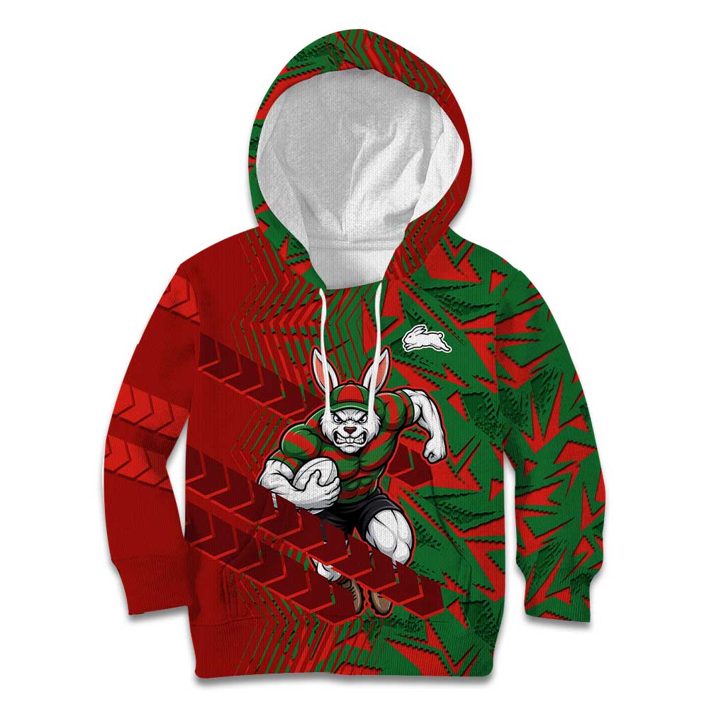 South Sydney Rabbitohs Rugby Kid Hoodie Fierce Mascot Geometric Tribal Art