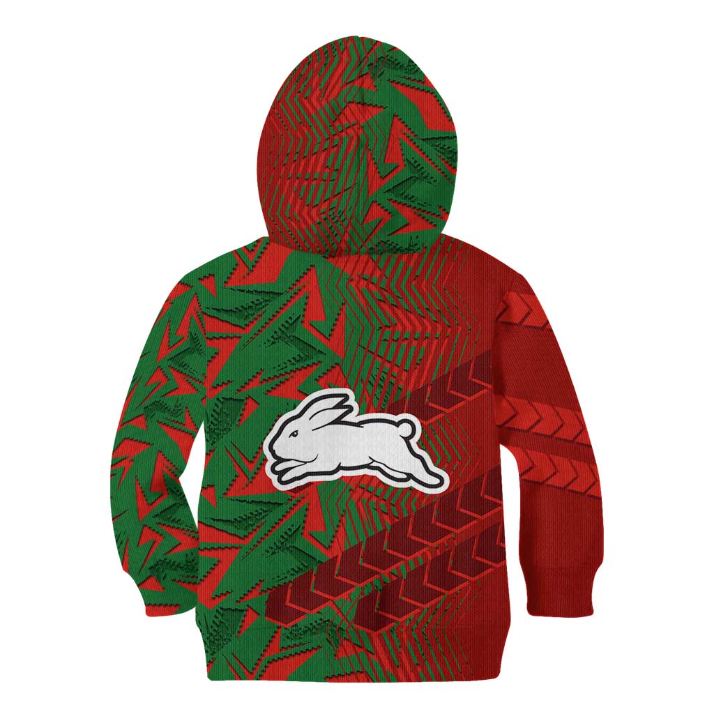South Sydney Rabbitohs Rugby Kid Hoodie Fierce Mascot Geometric Tribal Art