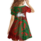 South Sydney Rabbitohs Rugby Kid Short Sleeve Dress Fierce Mascot Geometric Tribal Art
