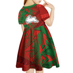 South Sydney Rabbitohs Rugby Kid Short Sleeve Dress Fierce Mascot Geometric Tribal Art