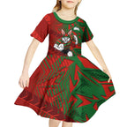 South Sydney Rabbitohs Rugby Kid Short Sleeve Dress Fierce Mascot Geometric Tribal Art