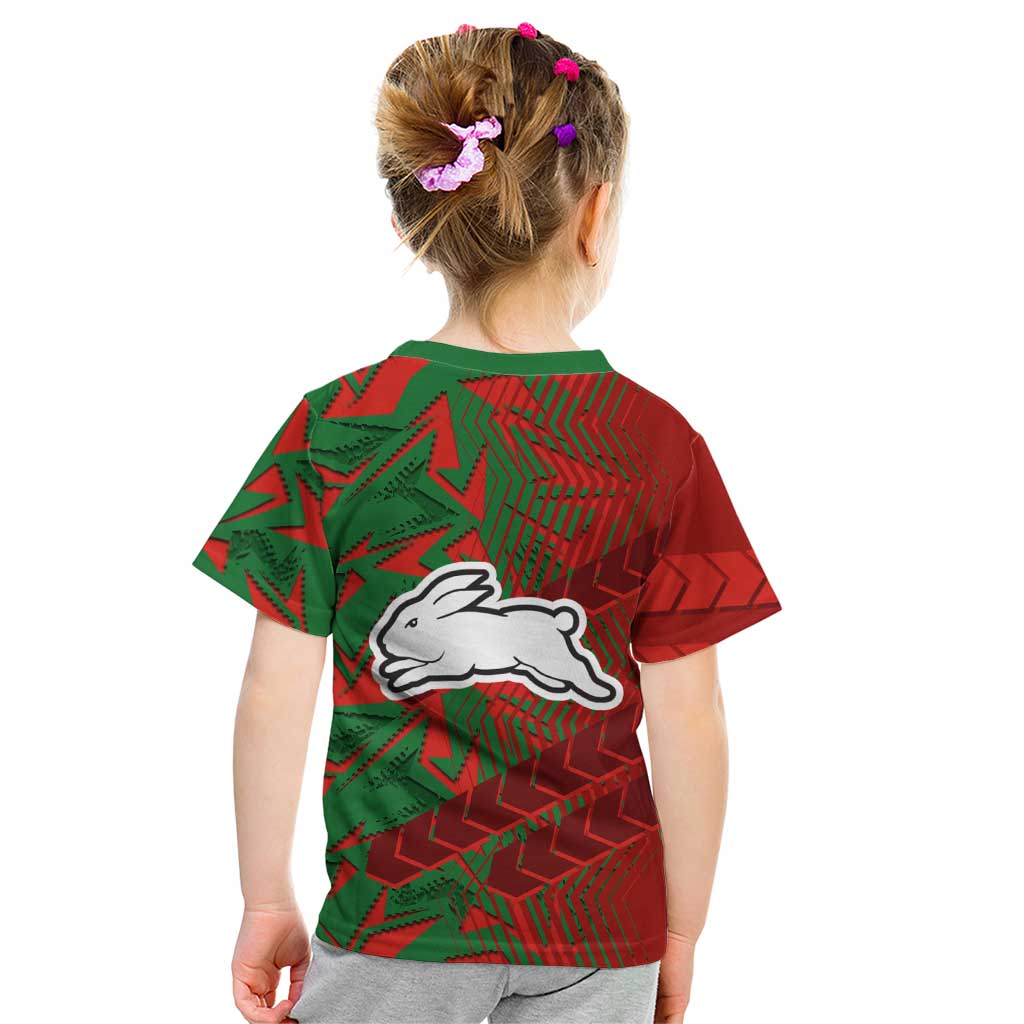 South Sydney Rabbitohs Rugby Kid T Shirt Fierce Mascot Geometric Tribal Art
