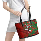South Sydney Rabbitohs Rugby Leather Tote Bag Fierce Mascot Geometric Tribal Art