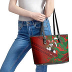 South Sydney Rabbitohs Rugby Leather Tote Bag Fierce Mascot Geometric Tribal Art