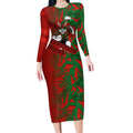 South Sydney Rabbitohs Rugby Long Sleeve Bodycon Dress Fierce Mascot Geometric Tribal Art