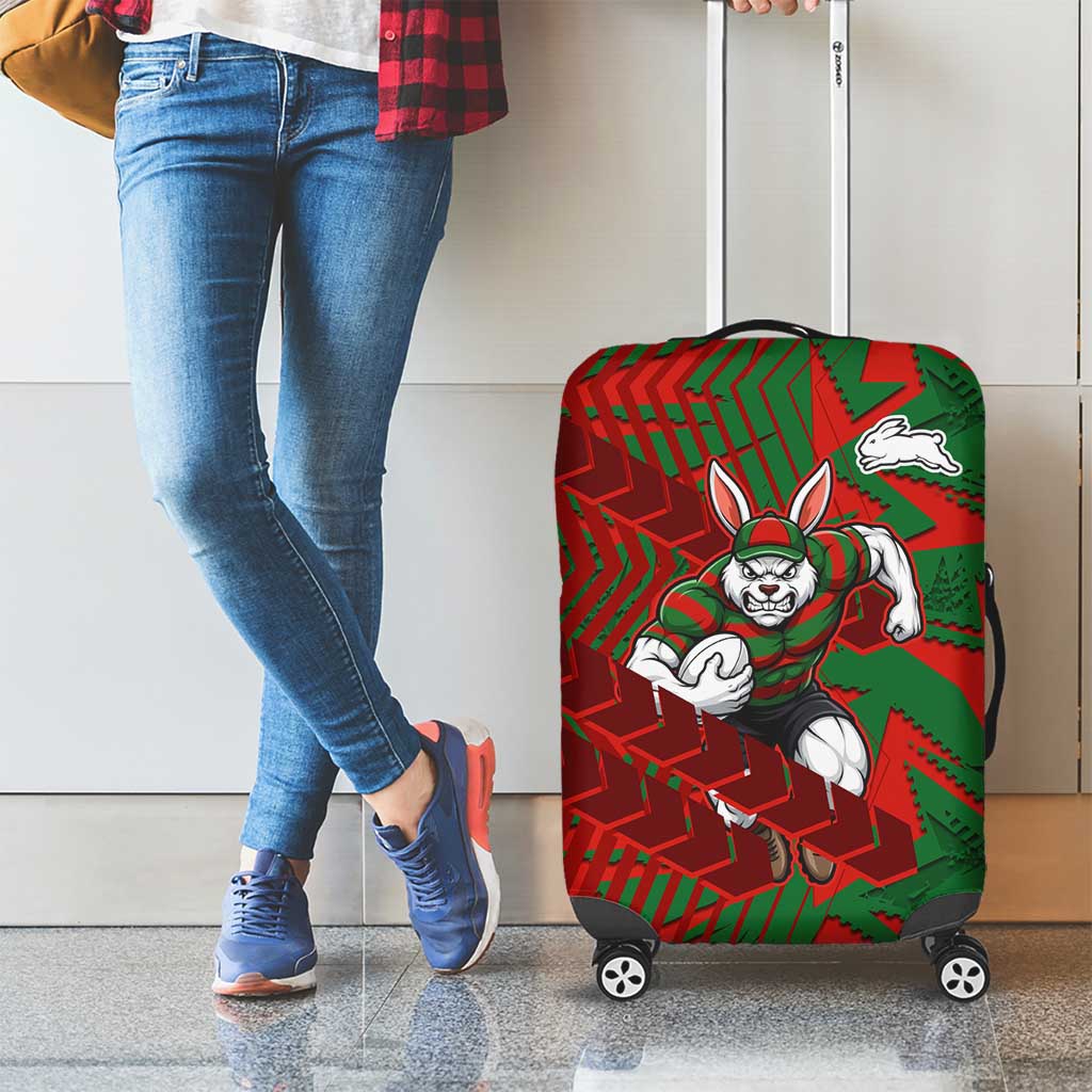 South Sydney Rabbitohs Rugby Luggage Cover Fierce Mascot Geometric Tribal Art