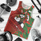 South Sydney Rabbitohs Rugby Men Tank Top Fierce Mascot Geometric Tribal Art