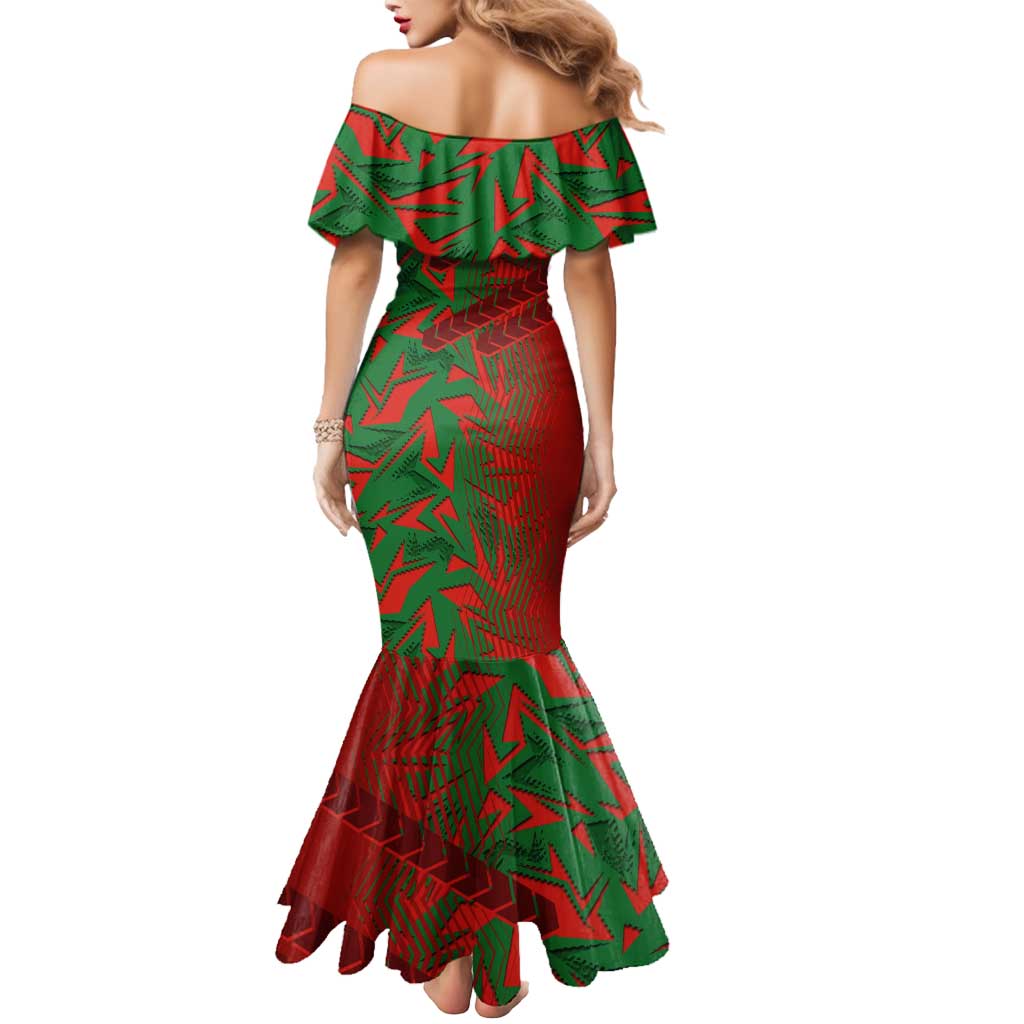 South Sydney Rabbitohs Rugby Mermaid Dress Fierce Mascot Geometric Tribal Art