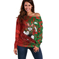 South Sydney Rabbitohs Rugby Off Shoulder Sweater Fierce Mascot Geometric Tribal Art