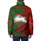 South Sydney Rabbitohs Rugby Padded Jacket Fierce Mascot Geometric Tribal Art