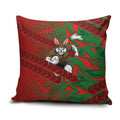South Sydney Rabbitohs Rugby Pillow Cover Fierce Mascot Geometric Tribal Art