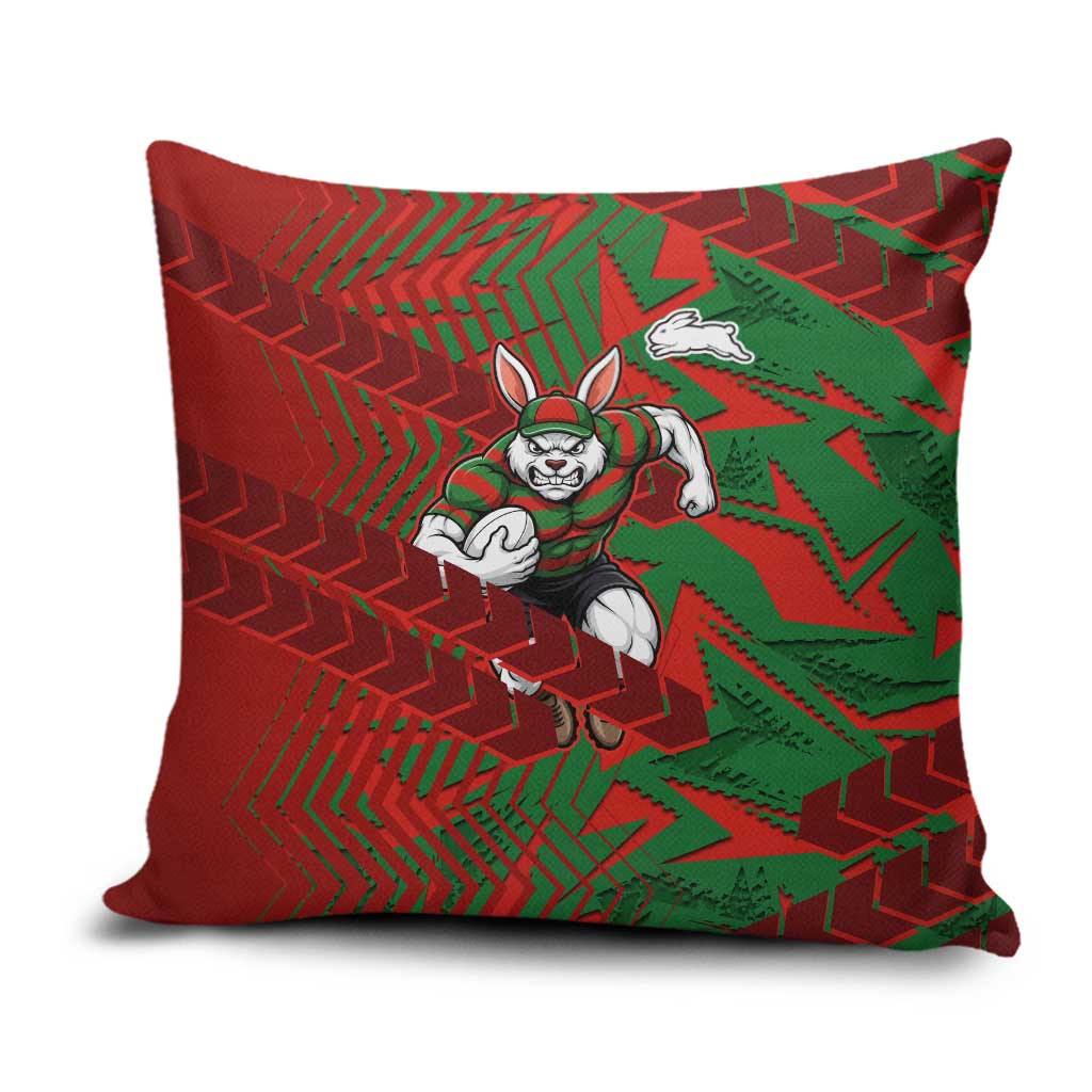 South Sydney Rabbitohs Rugby Pillow Cover Fierce Mascot Geometric Tribal Art