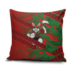 South Sydney Rabbitohs Rugby Pillow Cover Fierce Mascot Geometric Tribal Art