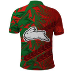 South Sydney Rabbitohs Rugby Polo Shirt Fierce Mascot Geometric Tribal Art