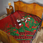 South Sydney Rabbitohs Rugby Quilt Fierce Mascot Geometric Tribal Art