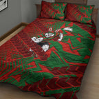 South Sydney Rabbitohs Rugby Quilt Bed Set Fierce Mascot Geometric Tribal Art