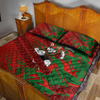 South Sydney Rabbitohs Rugby Quilt Bed Set Fierce Mascot Geometric Tribal Art