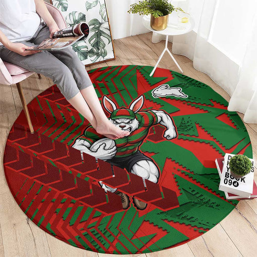South Sydney Rabbitohs Rugby Round Carpet Fierce Mascot Geometric Tribal Art
