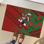 South Sydney Rabbitohs Rugby Rubber Doormat Fierce Mascot Geometric Tribal Art