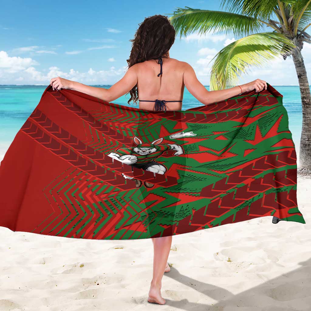 South Sydney Rabbitohs Rugby Sarong Fierce Mascot Geometric Tribal Art