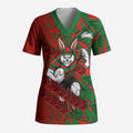 South Sydney Rabbitohs Rugby Scrub Top Fierce Mascot Geometric Tribal Art