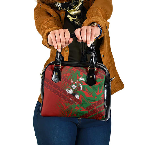 South Sydney Rabbitohs Rugby Shoulder Handbag Fierce Mascot Geometric Tribal Art
