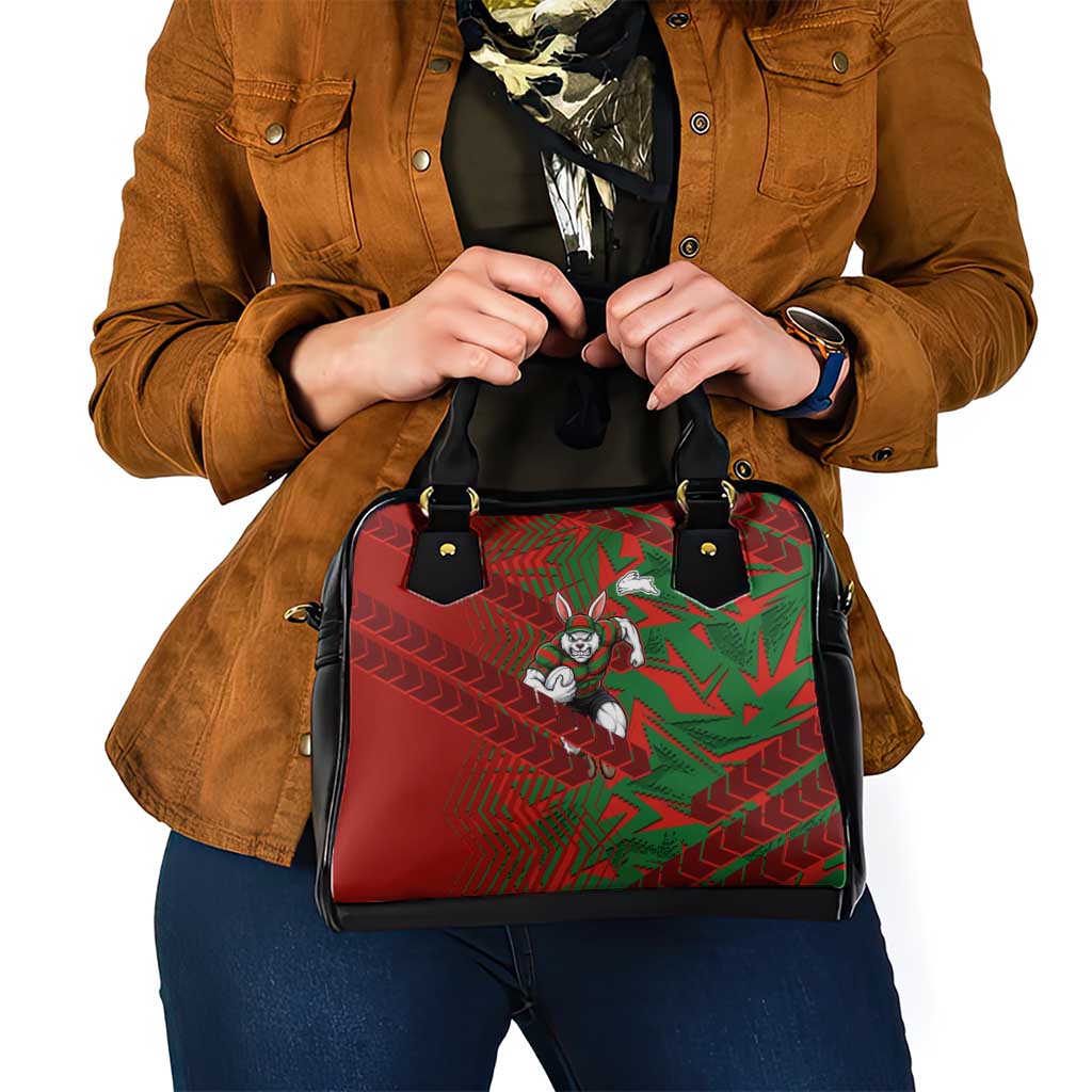 South Sydney Rabbitohs Rugby Shoulder Handbag Fierce Mascot Geometric Tribal Art